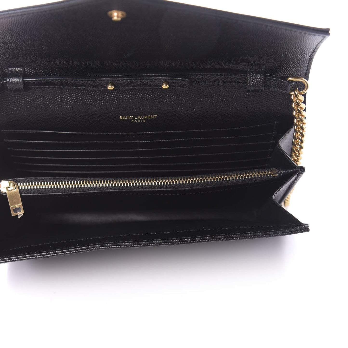 Grain De Poudre Matelasse Chevron Monogram Chain Wallet Black