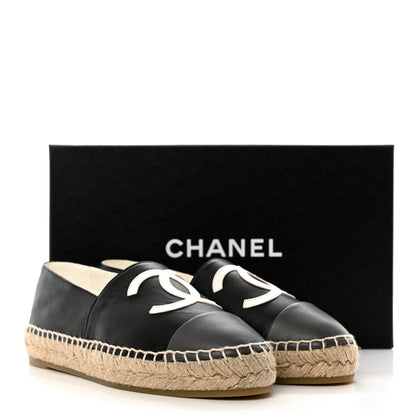 Chanel Lambskin CC Espadrilles 38 Black White Dark Grey 10 of 10