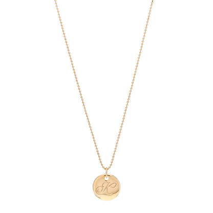 Tiffany 18K Yellow Gold Notes Letter K Disc Charm Pendant Necklace 1 of 4
