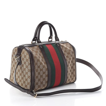 Gucci Monogram Vintage Web Medium Boston Dark Brown 3 of 9