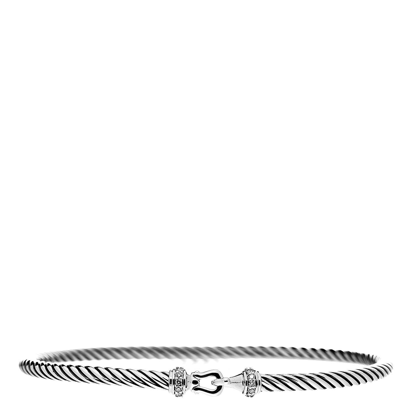 Sterling Silver Diamond 3mm Cable Buckle Bracelet