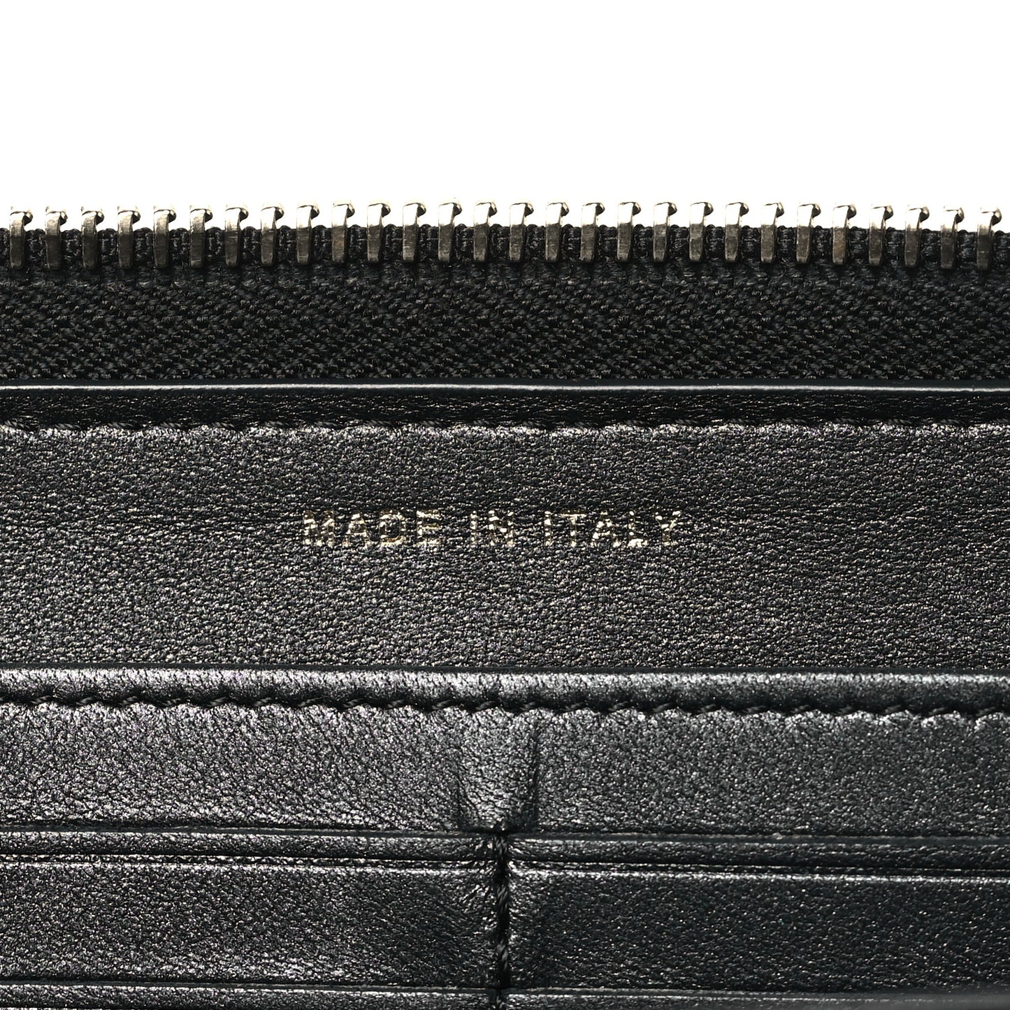 Lambskin Zip Around Large Gusset Wallet With Pearl Chain Black