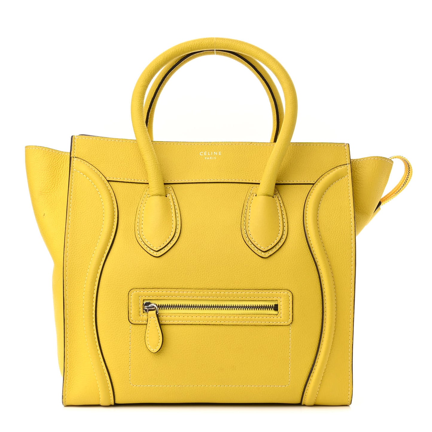 Drummed Calfskin Mini Luggage Citron