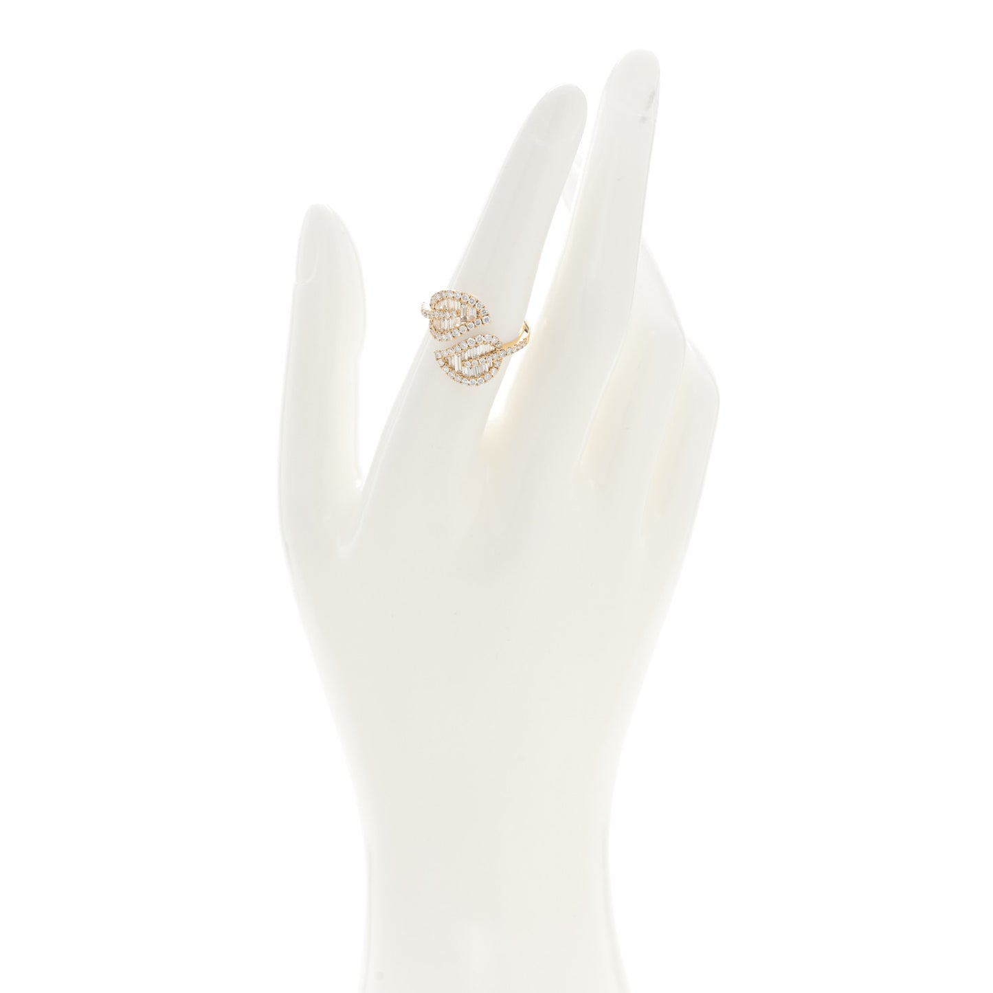 18K Yellow Gold Diamond Medium Palm Leaf Ring 54 6.75