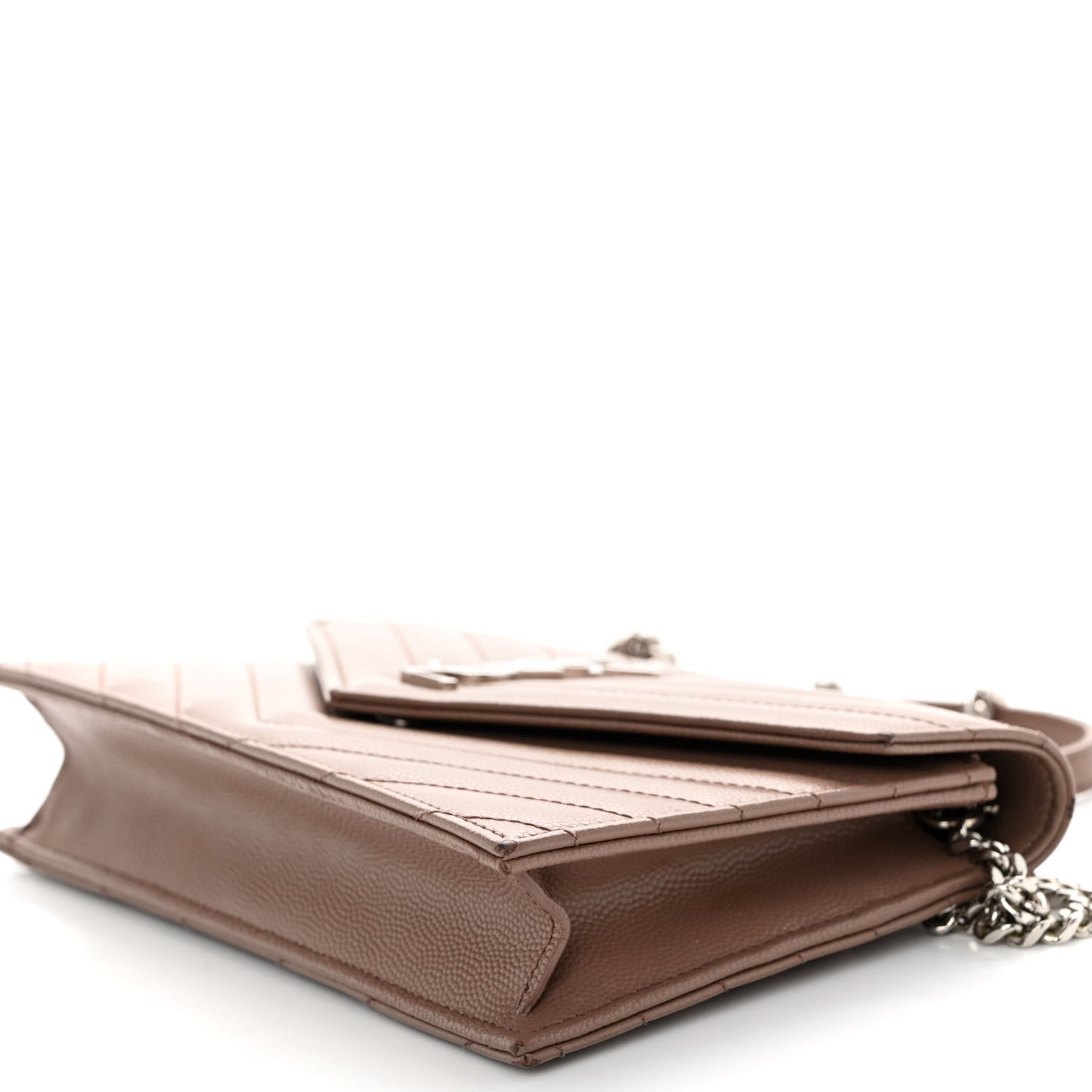 Saint Laurent Grain De Poudre Matelasse Chevron Monogram Envelope Chain Wallet Fard 11 of 11