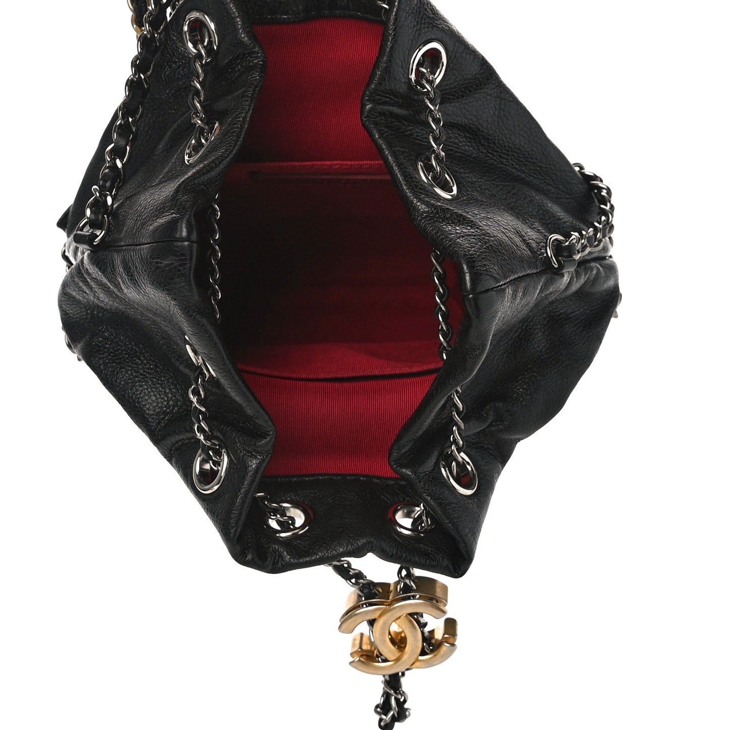 Calfskin Quilted Small Gabrielle Bucket Black