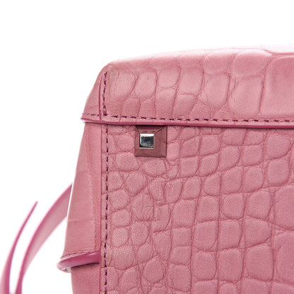 MCM Calfskin Crocodile Embossed Medium Milla Tote Pink 12 of 12