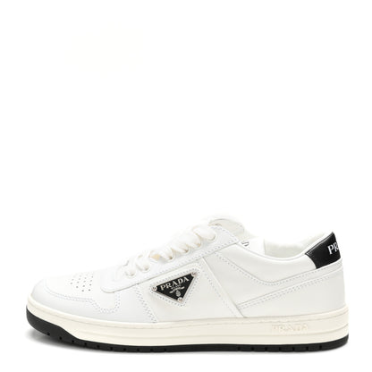 Prada Vitello Rois Triangle Womens Downtown Low Top 30mm Sneakers 38.5 White Black 1 of 10
