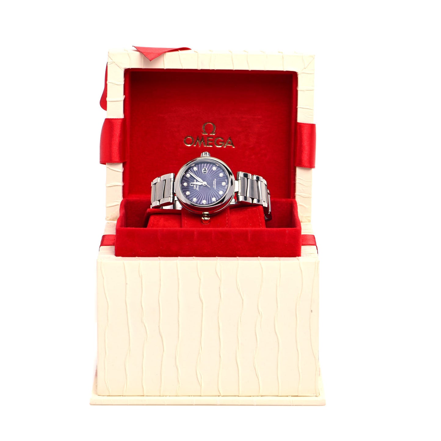 Stainless Steel Diamond 34mm De-Ville Ladymatic Co-Axial Automatic Watch Purple 425.30.34.20.60.001