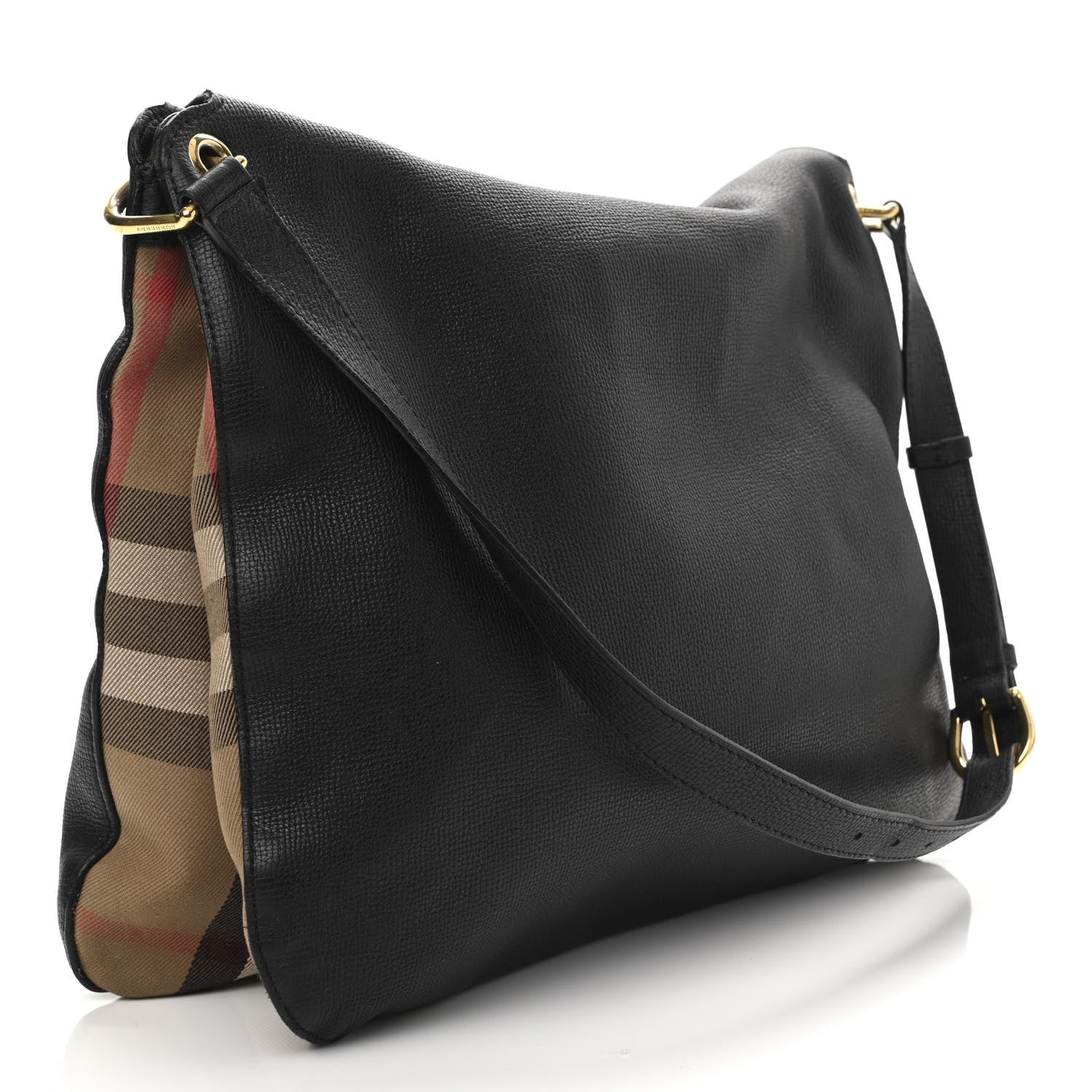 Burberry Derby Calfskin House Check Cornwall Hobo Black 3 of 14