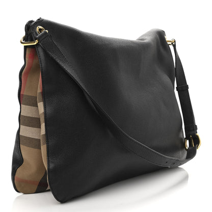 Burberry Derby Calfskin House Check Cornwall Hobo Black 3 of 14