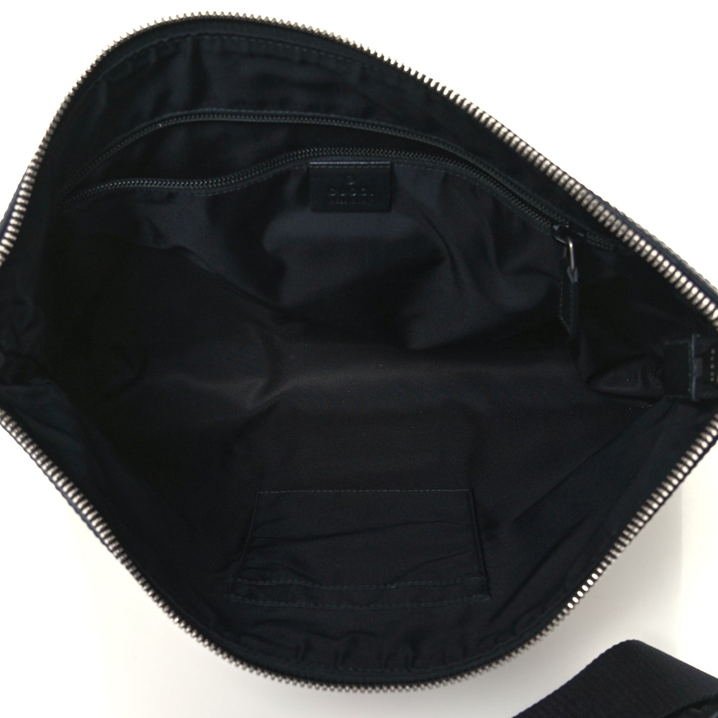 GG Supreme Monogram Calfskin Web Medium Flat Messenger Bag Beige Ebony Black