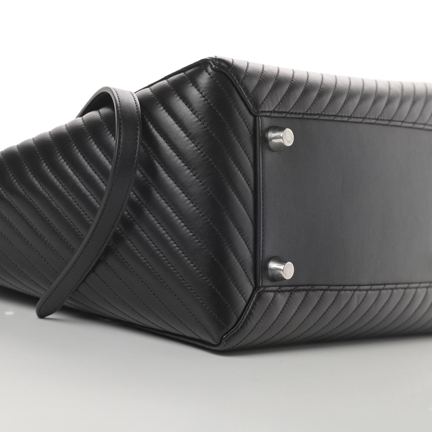 Calfskin Diagonal Quilted Mini Belt Bag Black