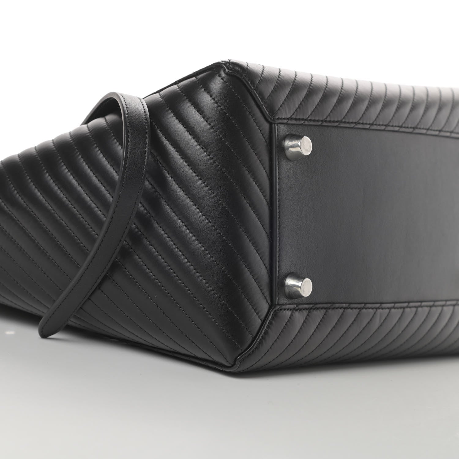Celine Calfskin Diagonal Quilted Mini Belt Bag Black 7 of 16