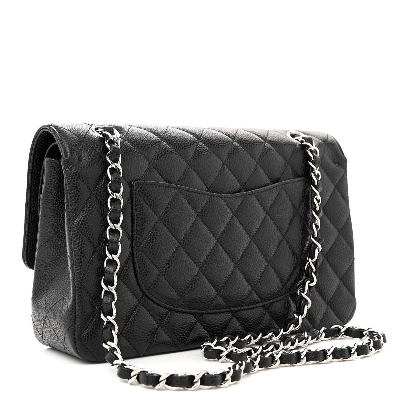 Caviar Quilted Medium Double Flap Black