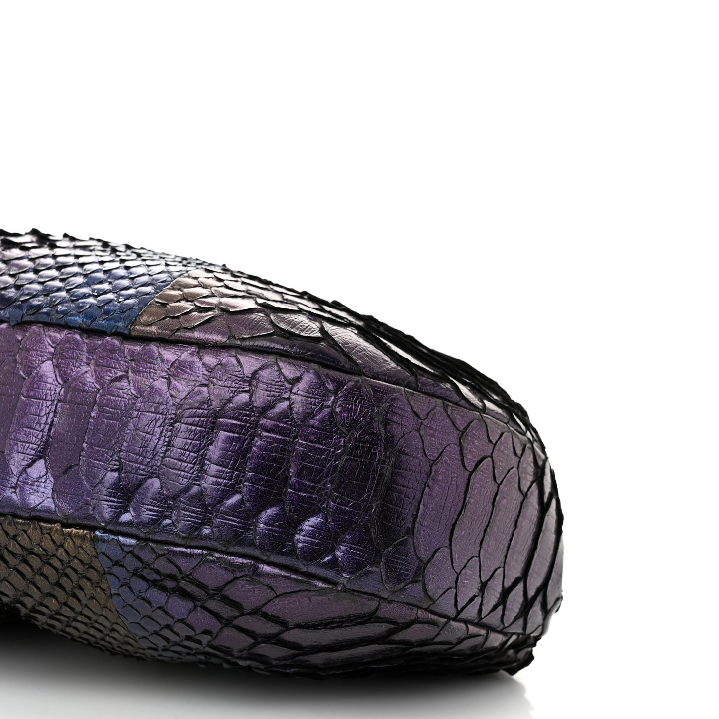 Metallic Snakeskin Kisslock Frame Chain Bag Purple Multicolor