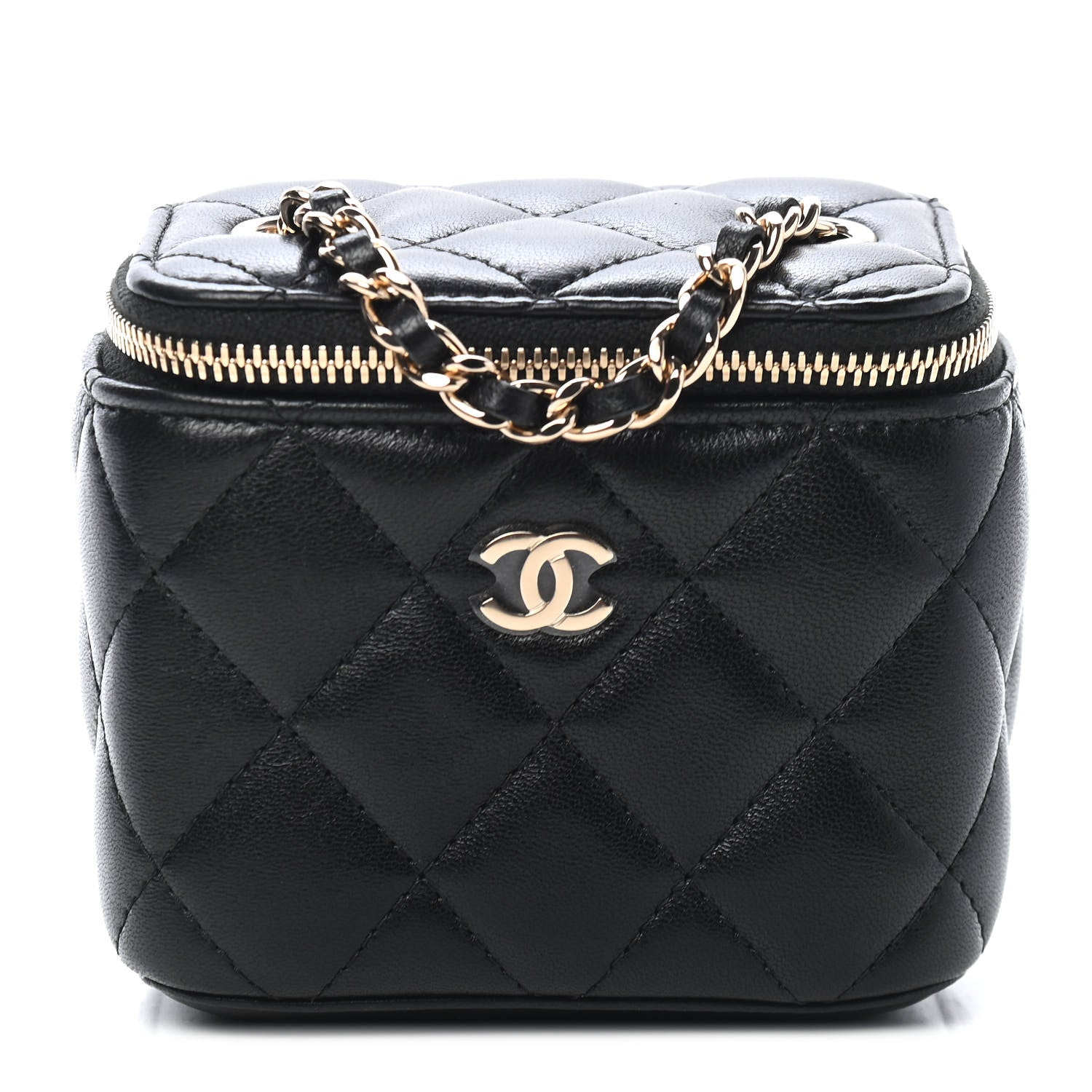 Chanel Lambskin Quilted Mini Vanity Case With Chain Black 1 of 9