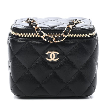 Chanel Lambskin Quilted Mini Vanity Case With Chain Black 1 of 9