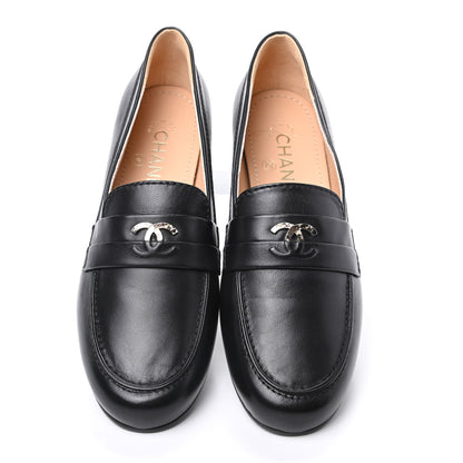 Chanel Lambskin CC Loafers 38 Black 5 of 11
