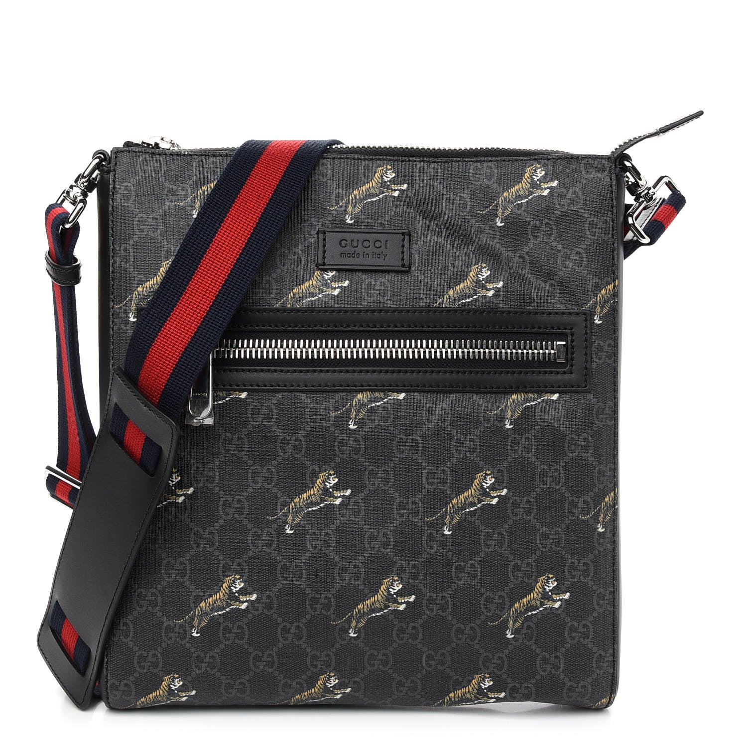 Gucci GG Supreme Monogram Tigers Web Messenger Bag Black Multicolor 1 of 9