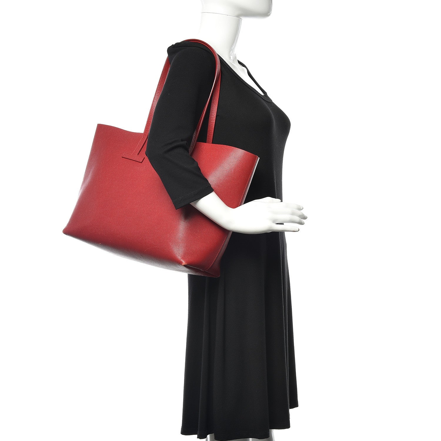 Tom Ford Grained Calfskin Small T Tote Red 3 of 19