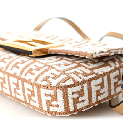 Fendi Raffia Chenille Vitello FF Phone Baguette  Naturale White 9 of 9