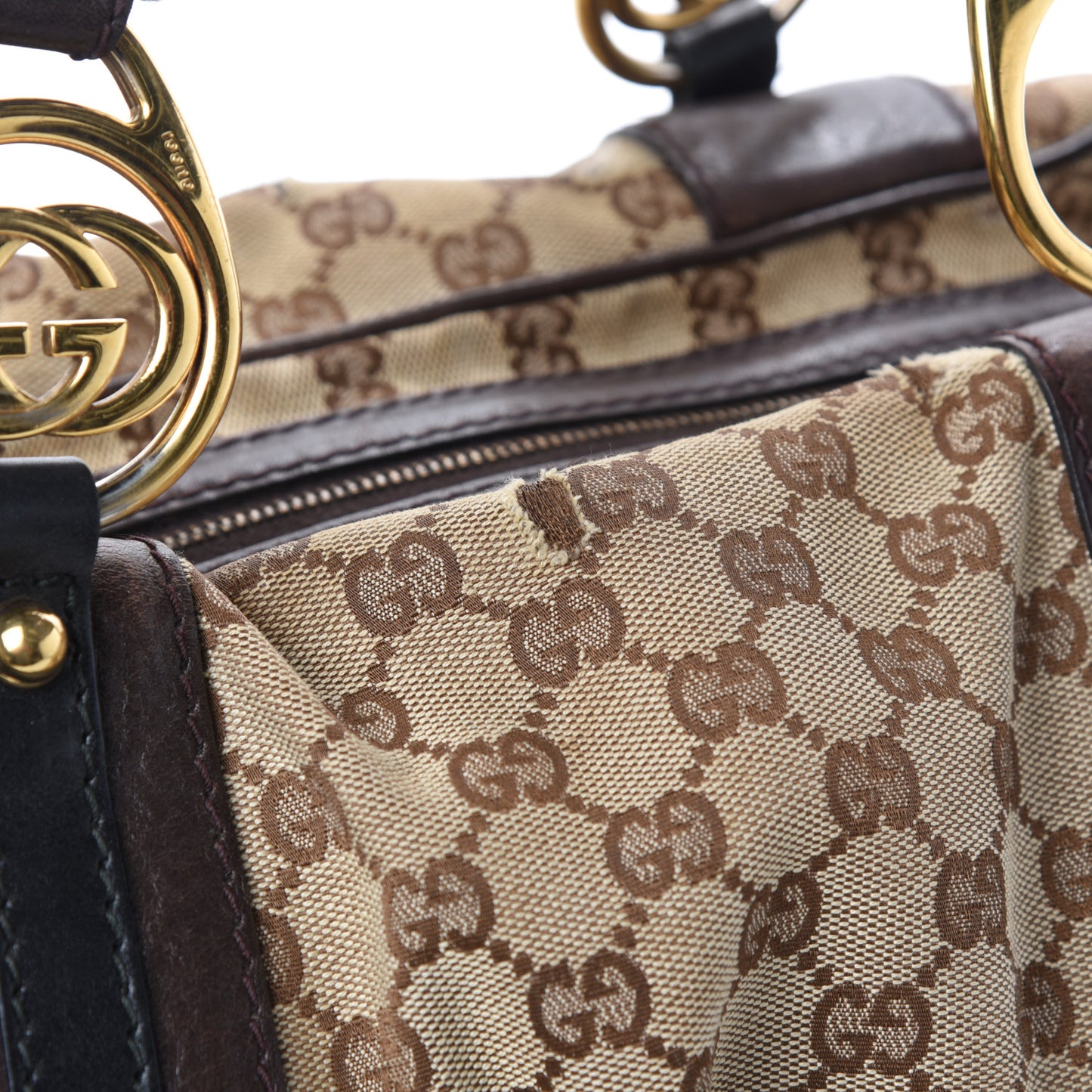 Monogram Medium Interlocking Icon Tote Dark Brown