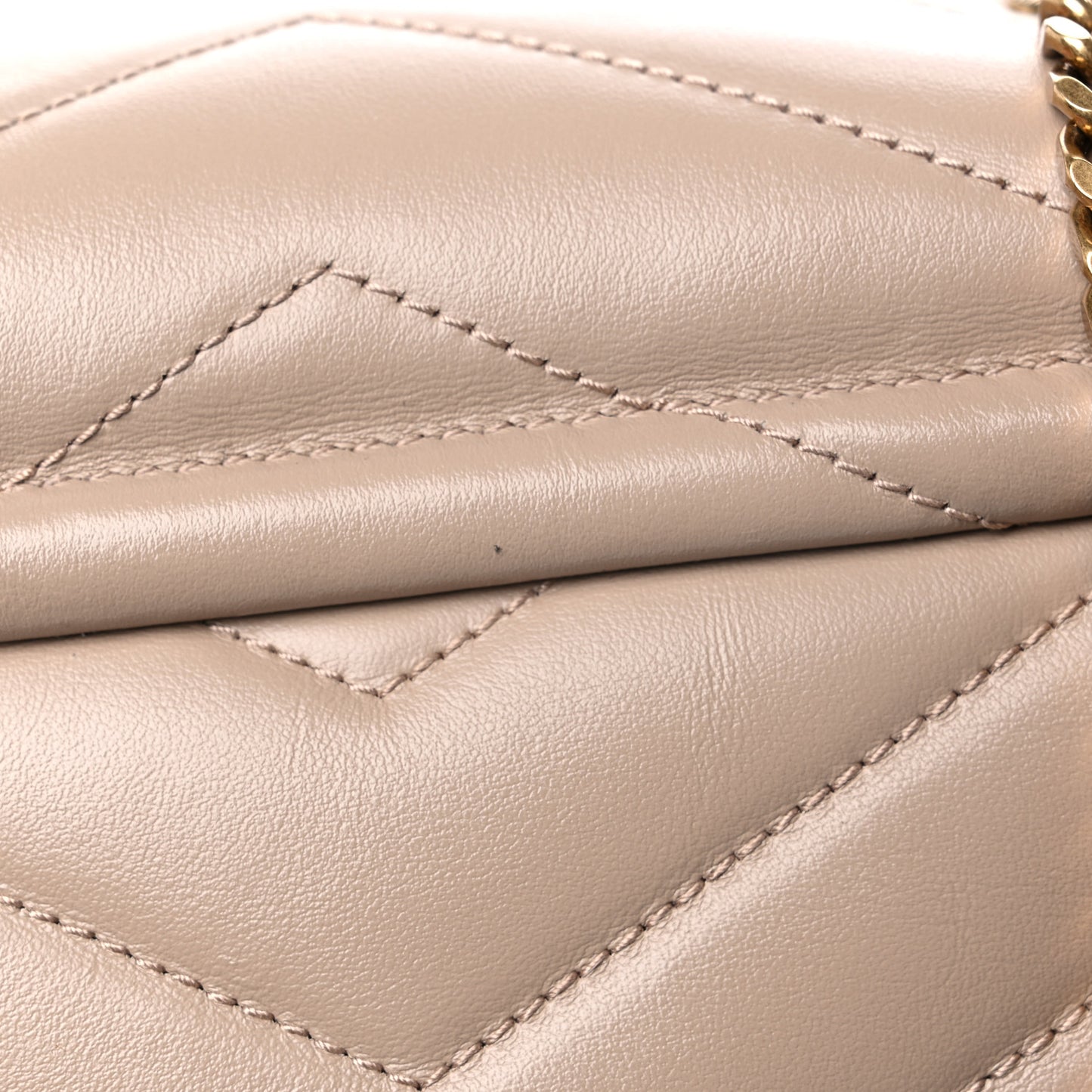 Calfskin Y Quilted Monogram Small Loulou Chain Satchel Dark Beige