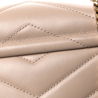 Saint Laurent Calfskin Y Quilted Monogram Small Loulou Chain Satchel Dark Beige 16 of 17