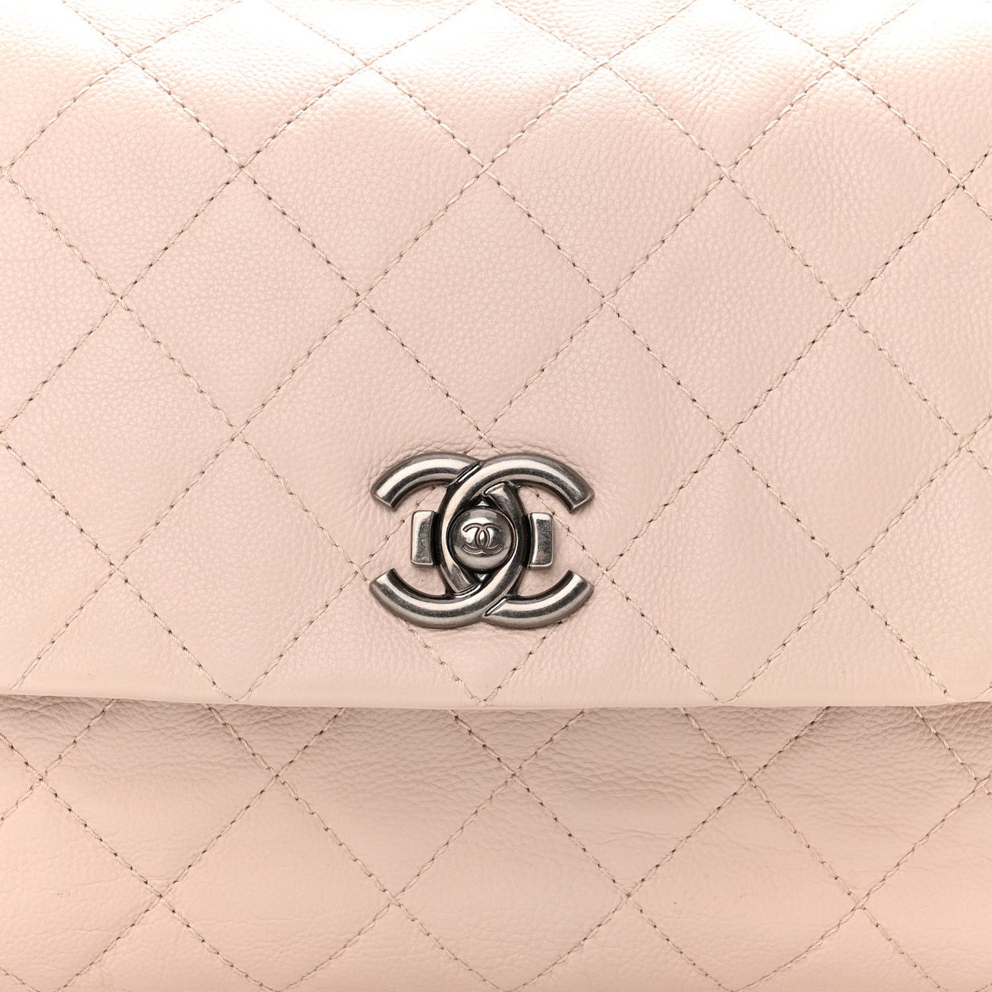 Calfskin Quilted Couture Messenger Light Pink