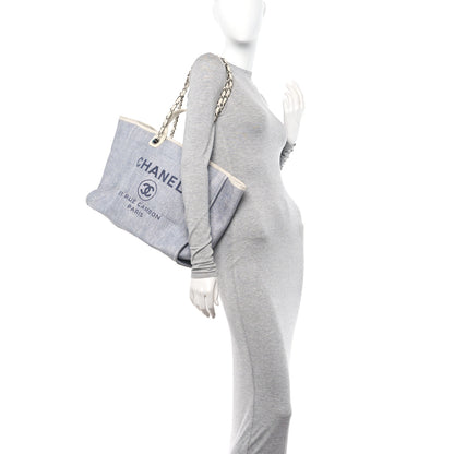 Chanel Woven Straw Raffia Medium Deauville Tote Light Blue 2 of 10