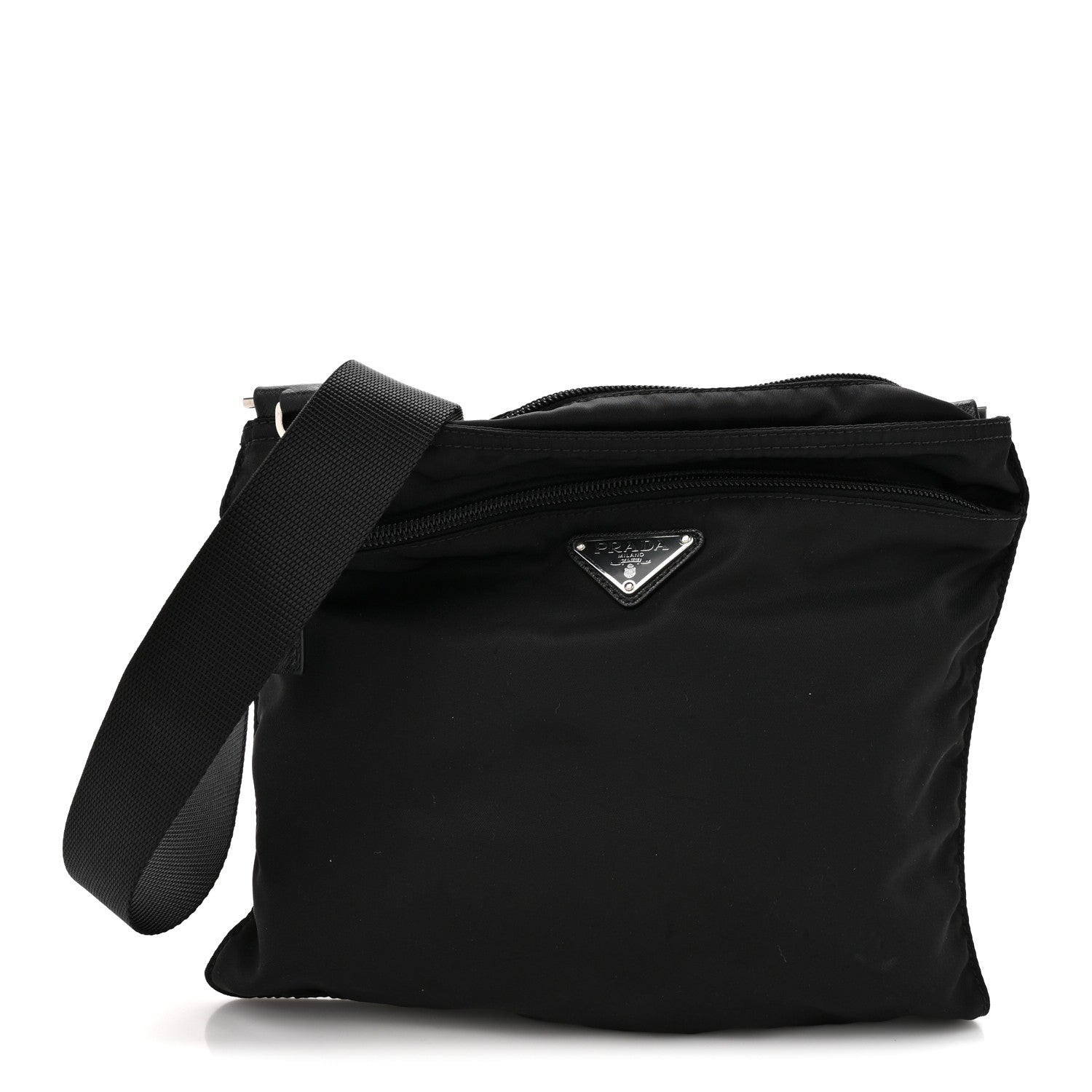 Prada Nylon Vela Flat Messenger Bag Black 1 of 11