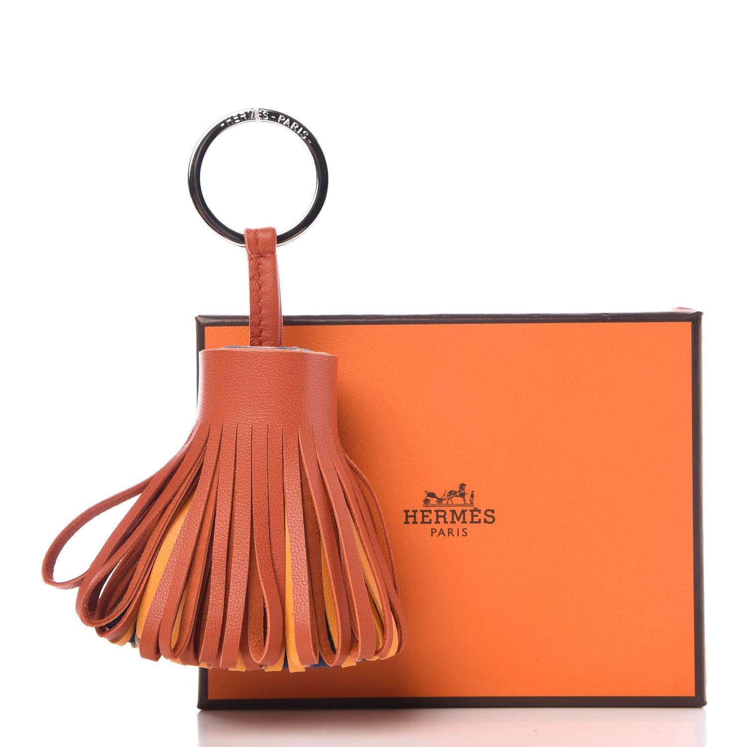 Hermes Lambskin Carmen Tassel Key Holder Cornaline Jaune D'Or Bleu Orange Pale Rose Rouge 4 of 4