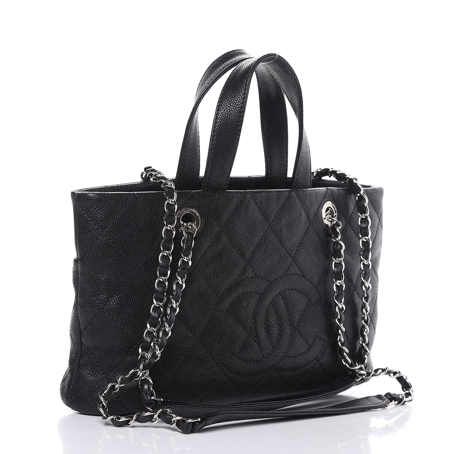 Chanel Caviar Quilted CC Shopping Tote Black 3 of 10