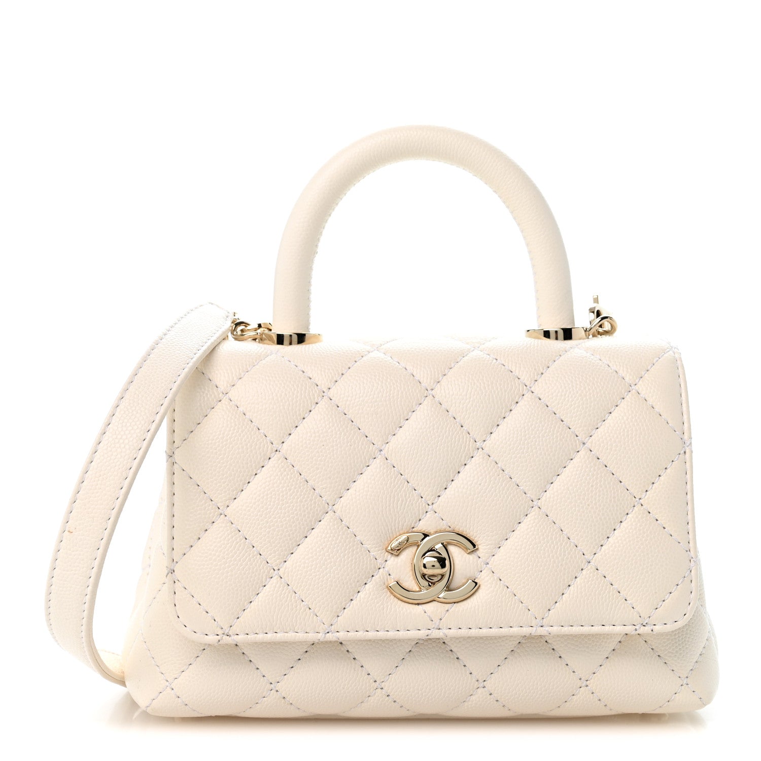 Chanel Caviar Quilted Extra Mini Coco Handle Flap White 1 of 12