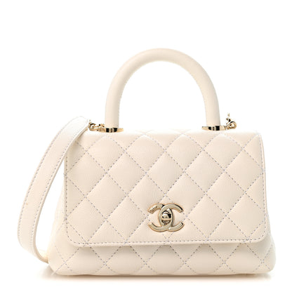 Chanel Caviar Quilted Extra Mini Coco Handle Flap White 1 of 12