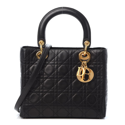 Christian Dior Lambskin Cannage Medium Lady Dior Black 1 of 9