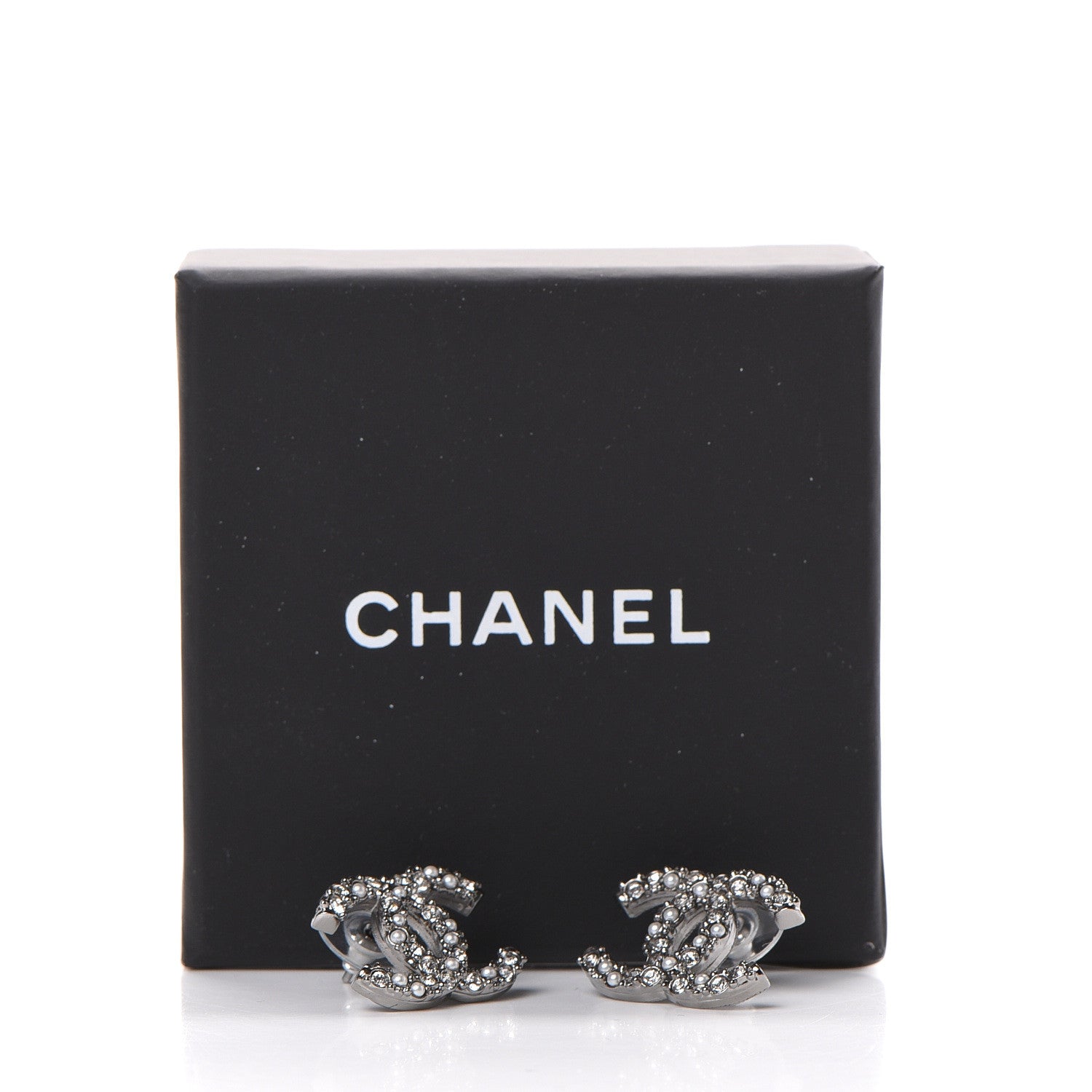 Chanel Ruthenium Crystal Pearl Caviar Earrings 5 of 5