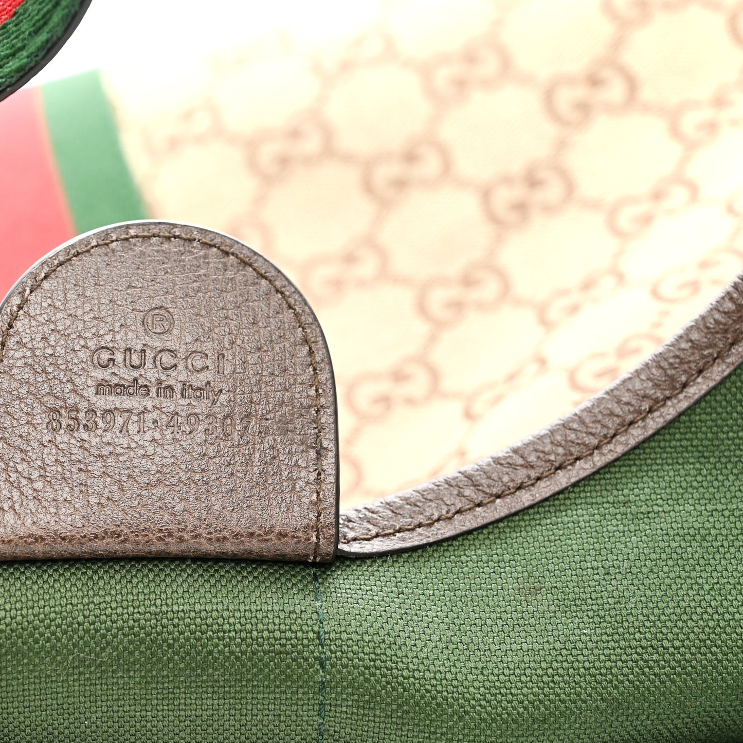 GG Monogram Web Large Giglio Tote Beige Brown