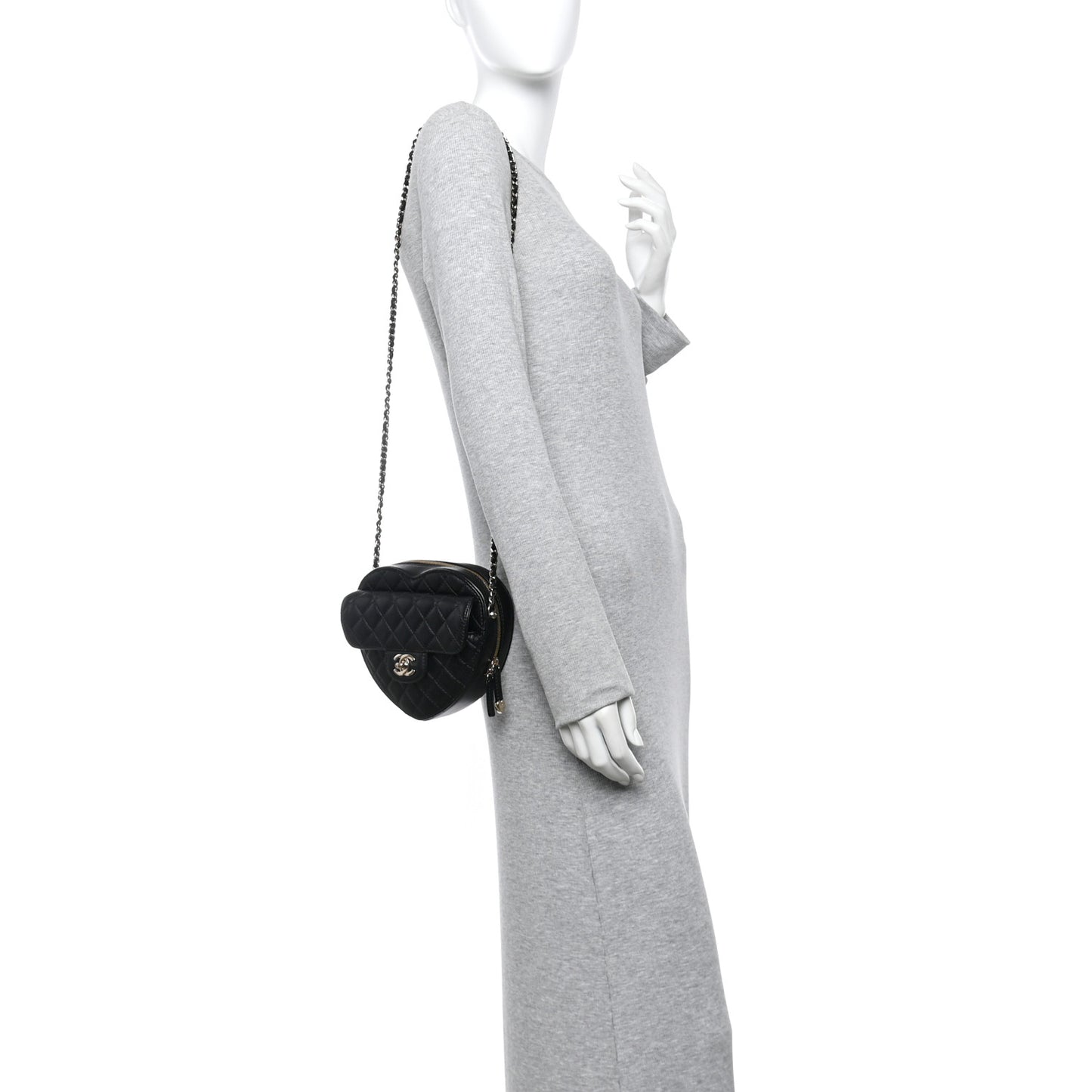 Lambskin Quilted CC In Love Heart Bag Black