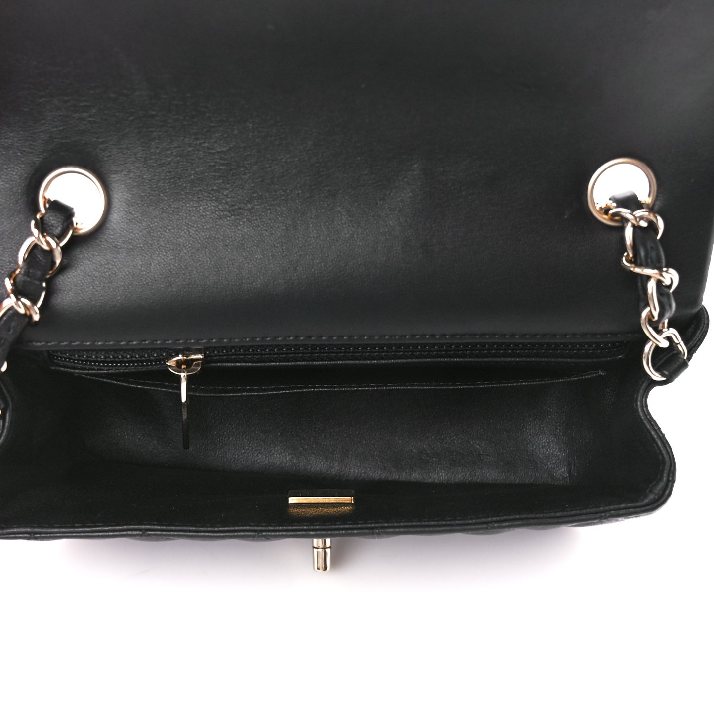 Lambskin Quilted Mini Rectangular Flap Black