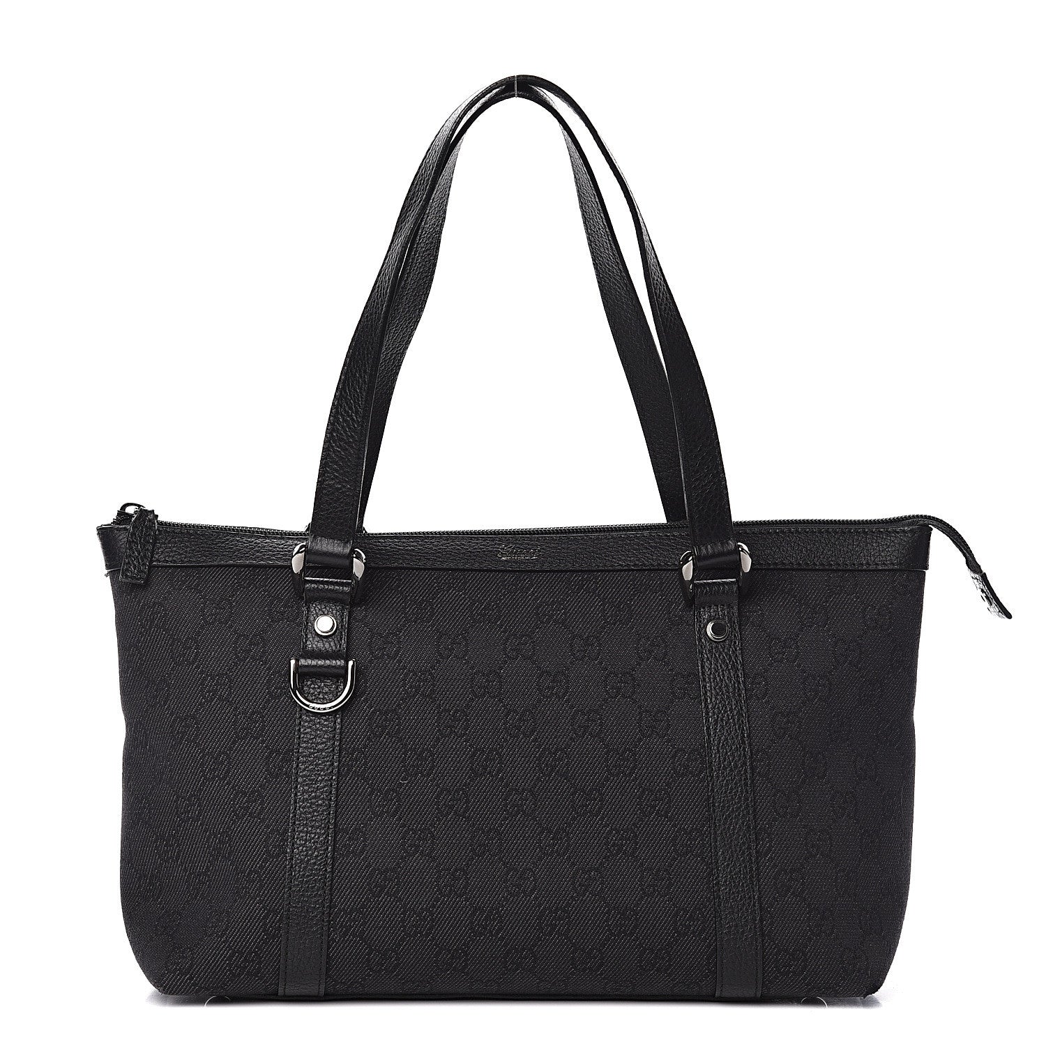 Gucci Denim Monogram Abbey Medium Tote Black 1 of 14