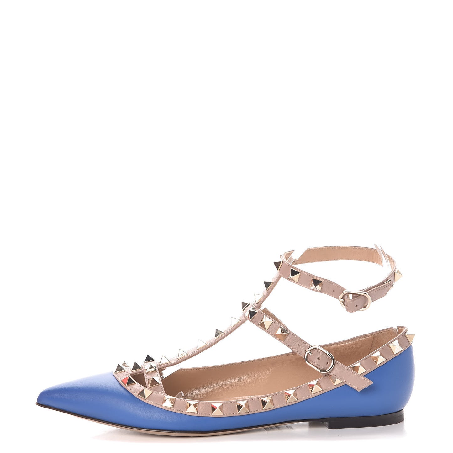 Nappa Rockstud Cage Ballerina Flats 36.5 Light Sapphire Poudre