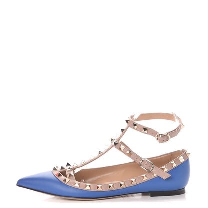 Valentino Garavani Nappa Rockstud Cage Ballerina Flats 36.5 Light Sapphire Poudre 1 of 11