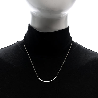 Tiffany 18K White Gold Small T Smile Pendant Necklace 2 of 5