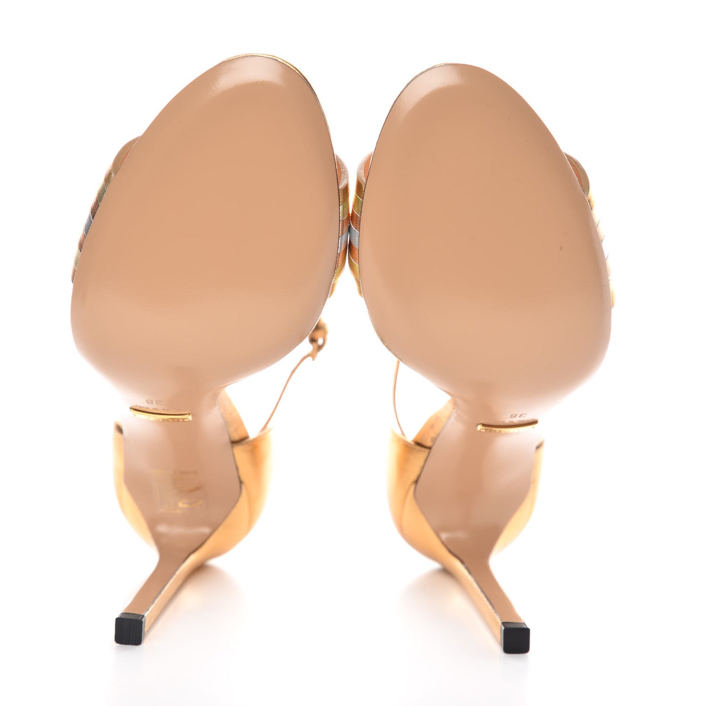 Metallic Nappa High Heel Sandals 38 Gold