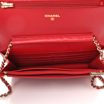 Chanel Caviar Quilted Wallet On Chain WOC Red 5 of 13