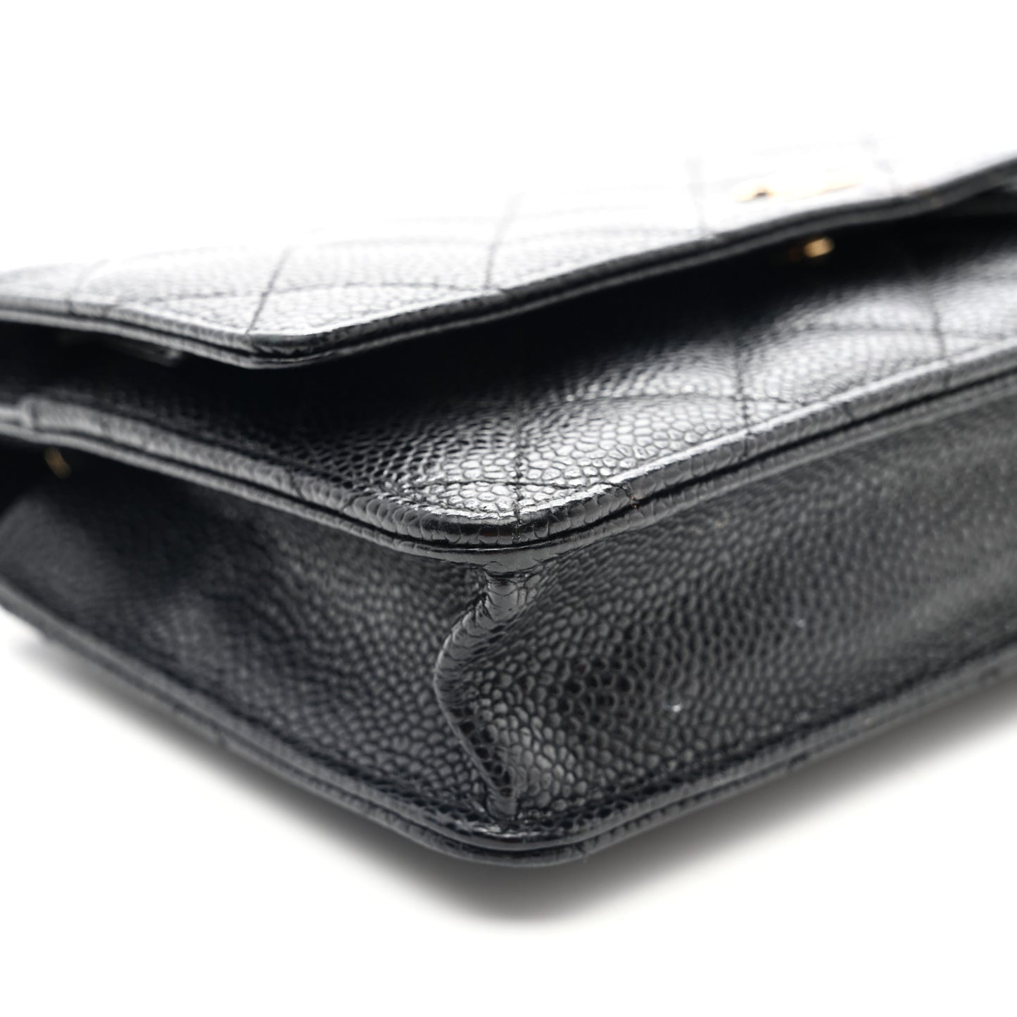 Caviar Quilted Wallet on Chain WOC Black