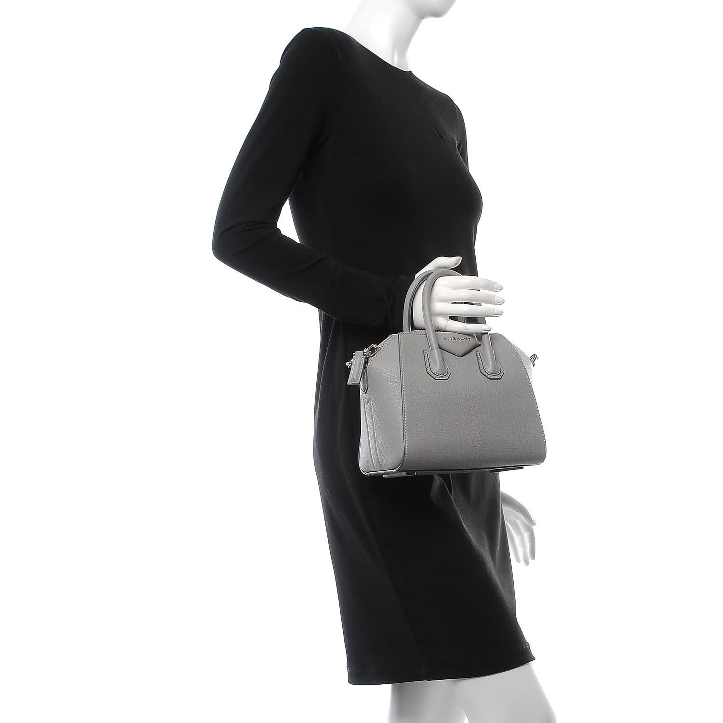 Sugar Goatskin Mini Antigona Pearl Grey
