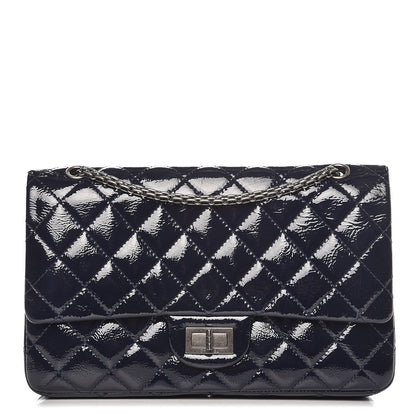 Chanel Distressed Patent Quilted 2.55 Reissue 227 Flap Dark Blue 1 of 10